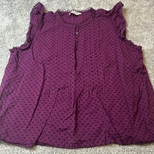Loft Plum Ruffle Sleeve Blouse